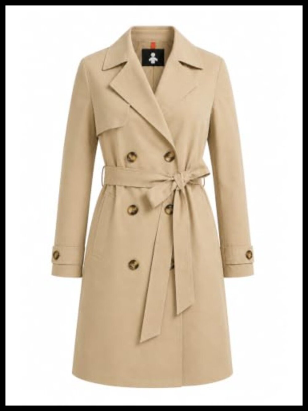 Women's Waterproof Trench Coat Long Double Breasted Belted Rain Coat Lightweight